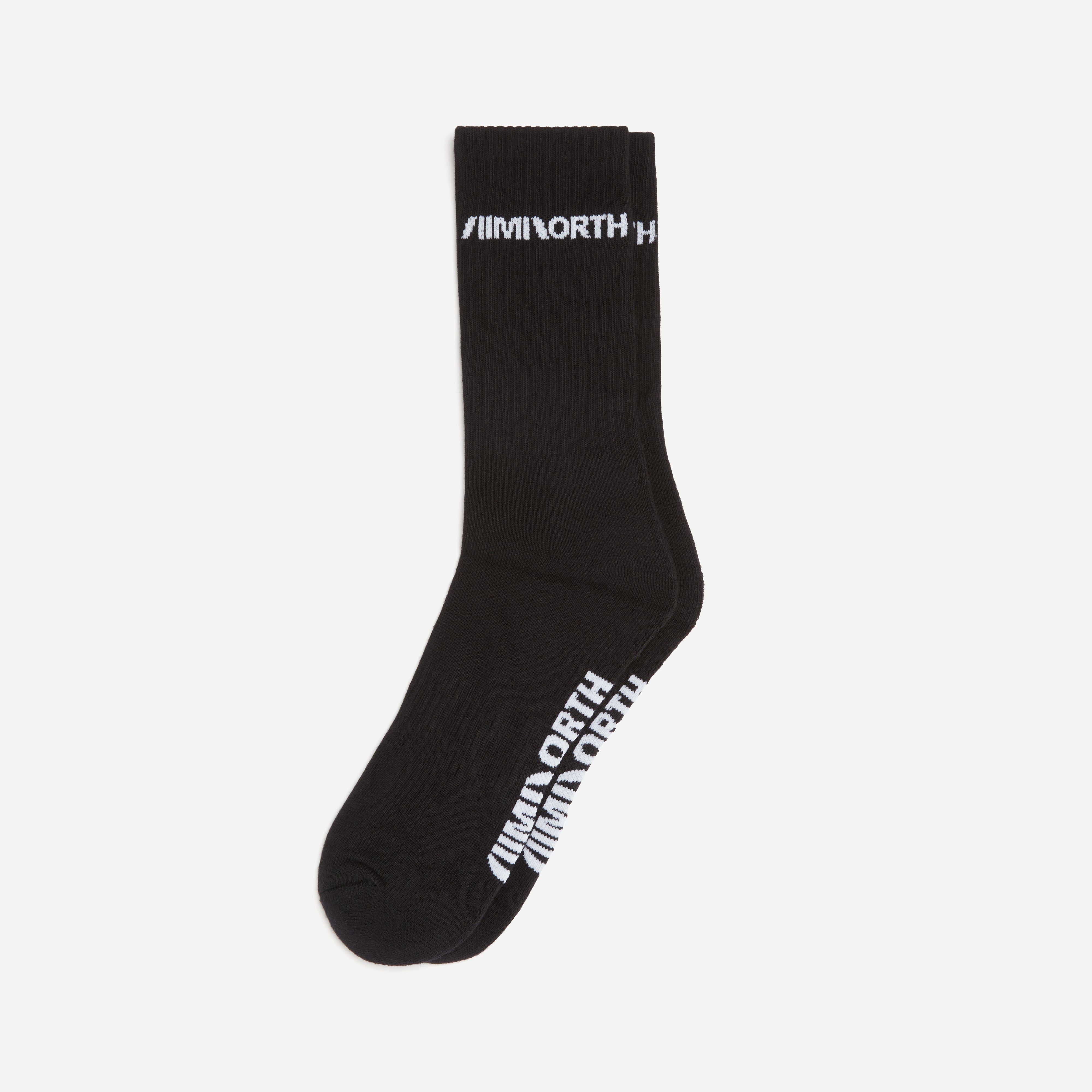 Black Aimnorth cotton crew sock with white jacquard logo – premium 100% cotton