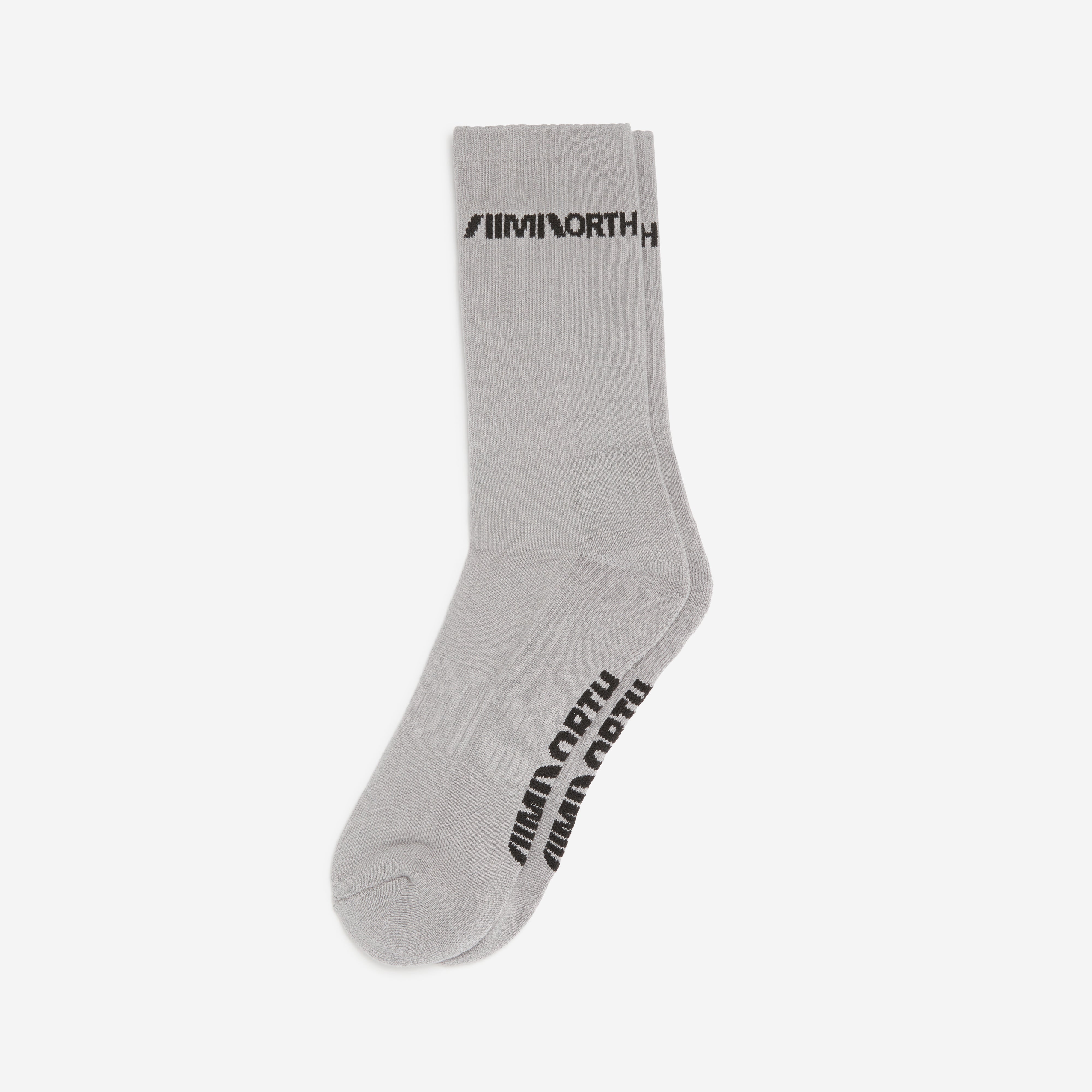 Grey Aimnorth cotton crew sock with black jacquard logo – cushioned and breathable