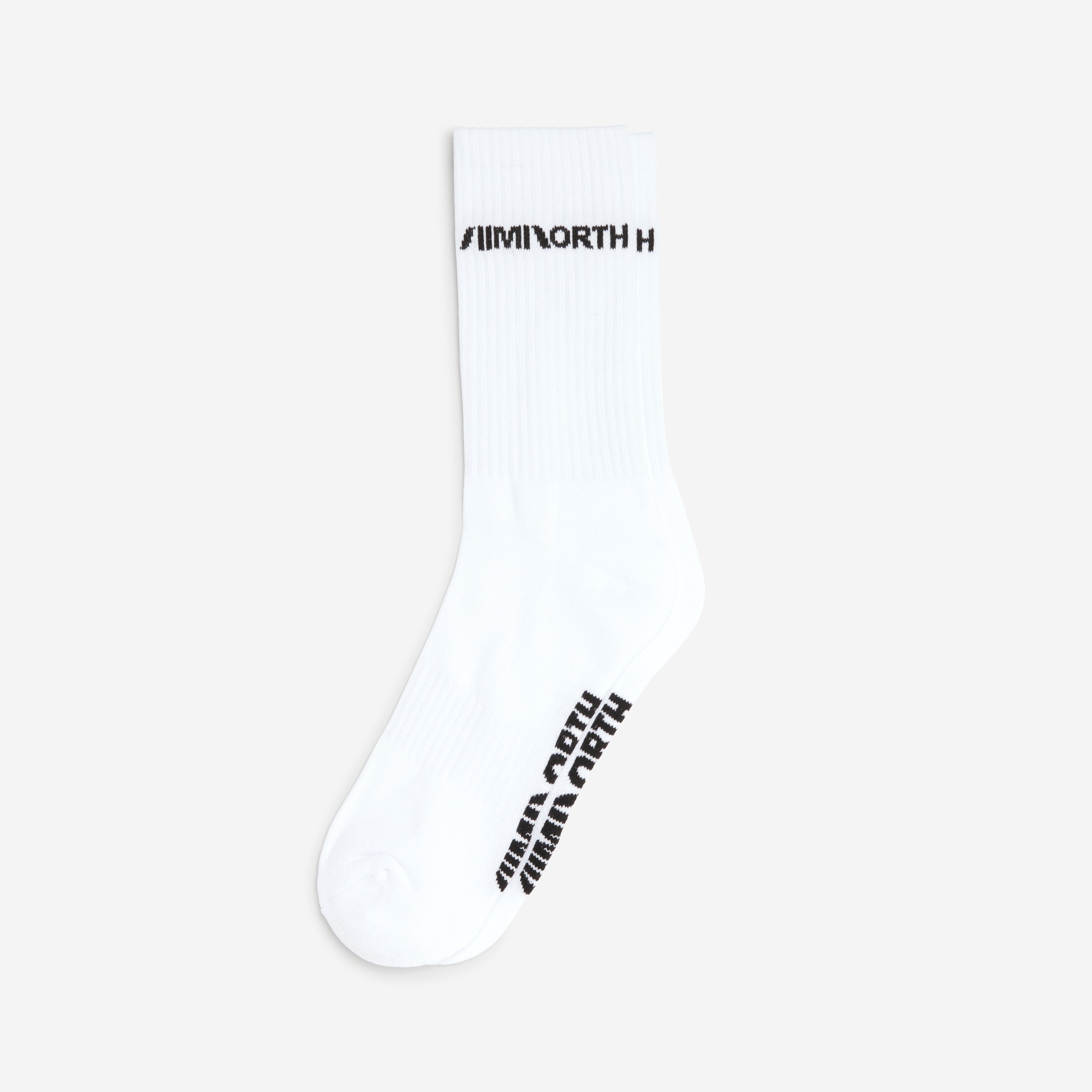 White Aimnorth cotton crew sock with black jacquard logo – 100% cotton
